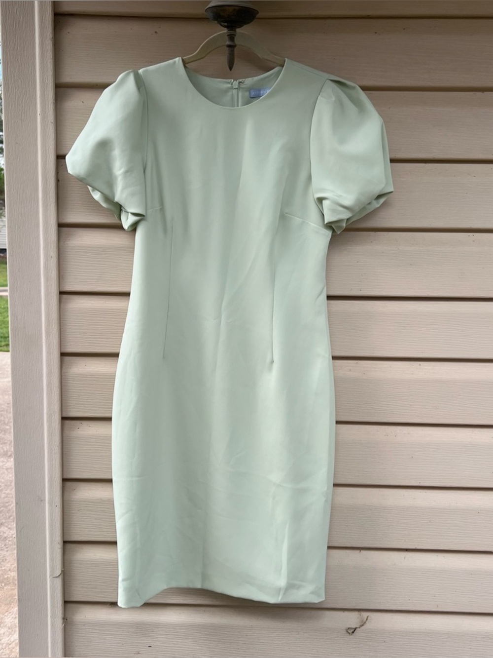 Women's Puff Sleeve Mid legth Dress in Pale Mint